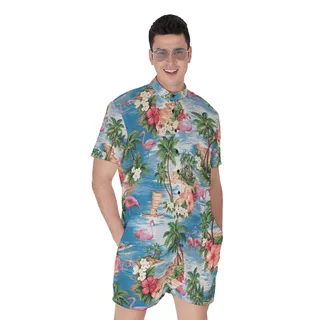 Men's Tropical Flamingo Hawaiian Romper