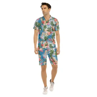 Tropical Flamingo Hawaiian Shirt And Shorts For Men