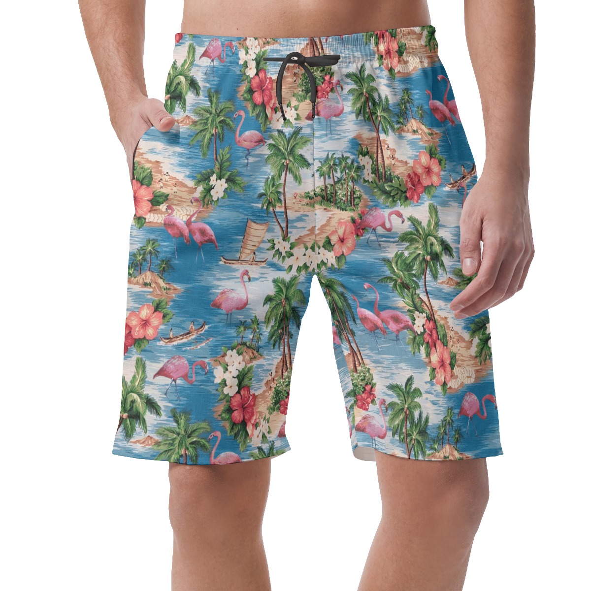 Tropical Flamingo Summer Beach Shorts For Men - variant image 1