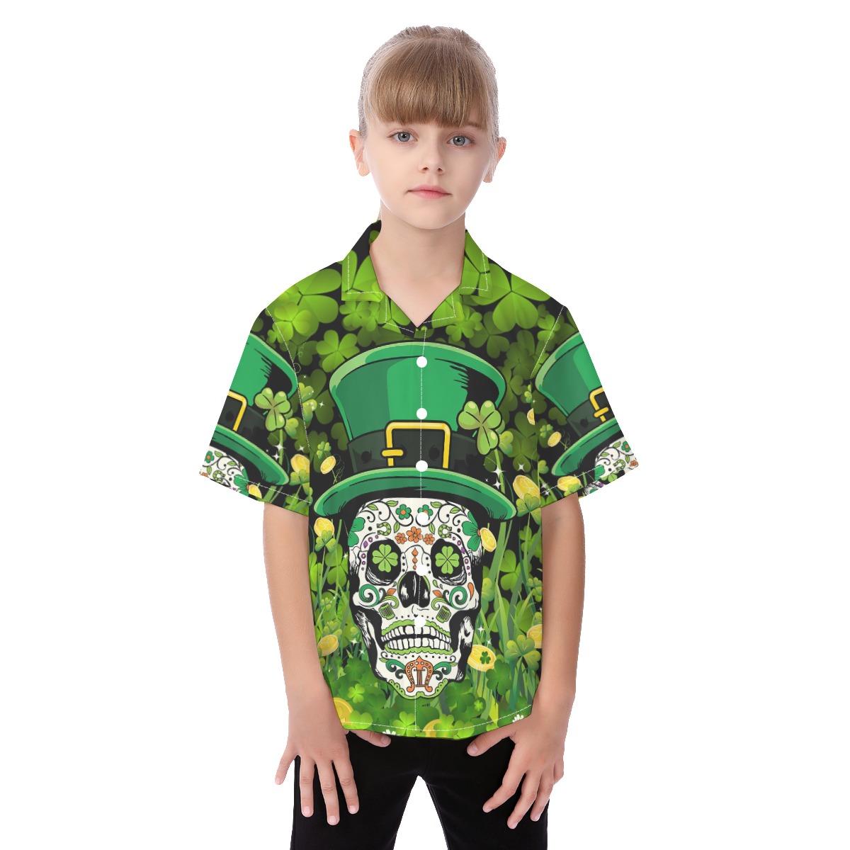 Goth Patrick Day Kid's Aloha Shirt - variant image 1