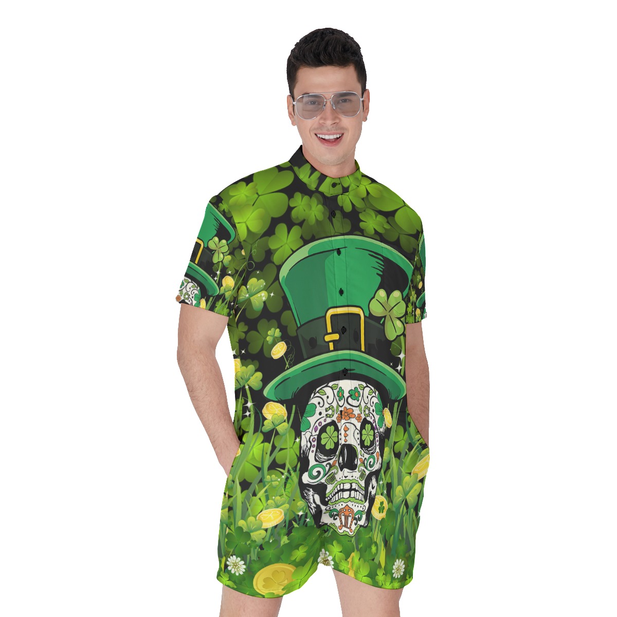 Skull Patrick Day Men's Romper - variant image 1