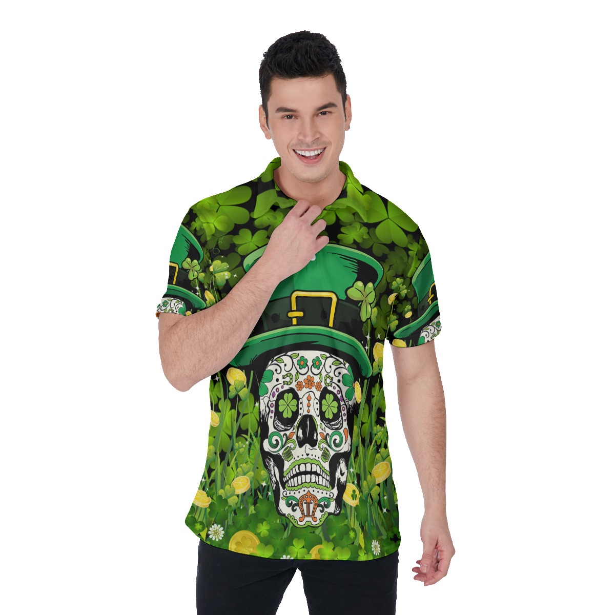 Skull Patrick Day Men's Polo Shirt - variant image 1