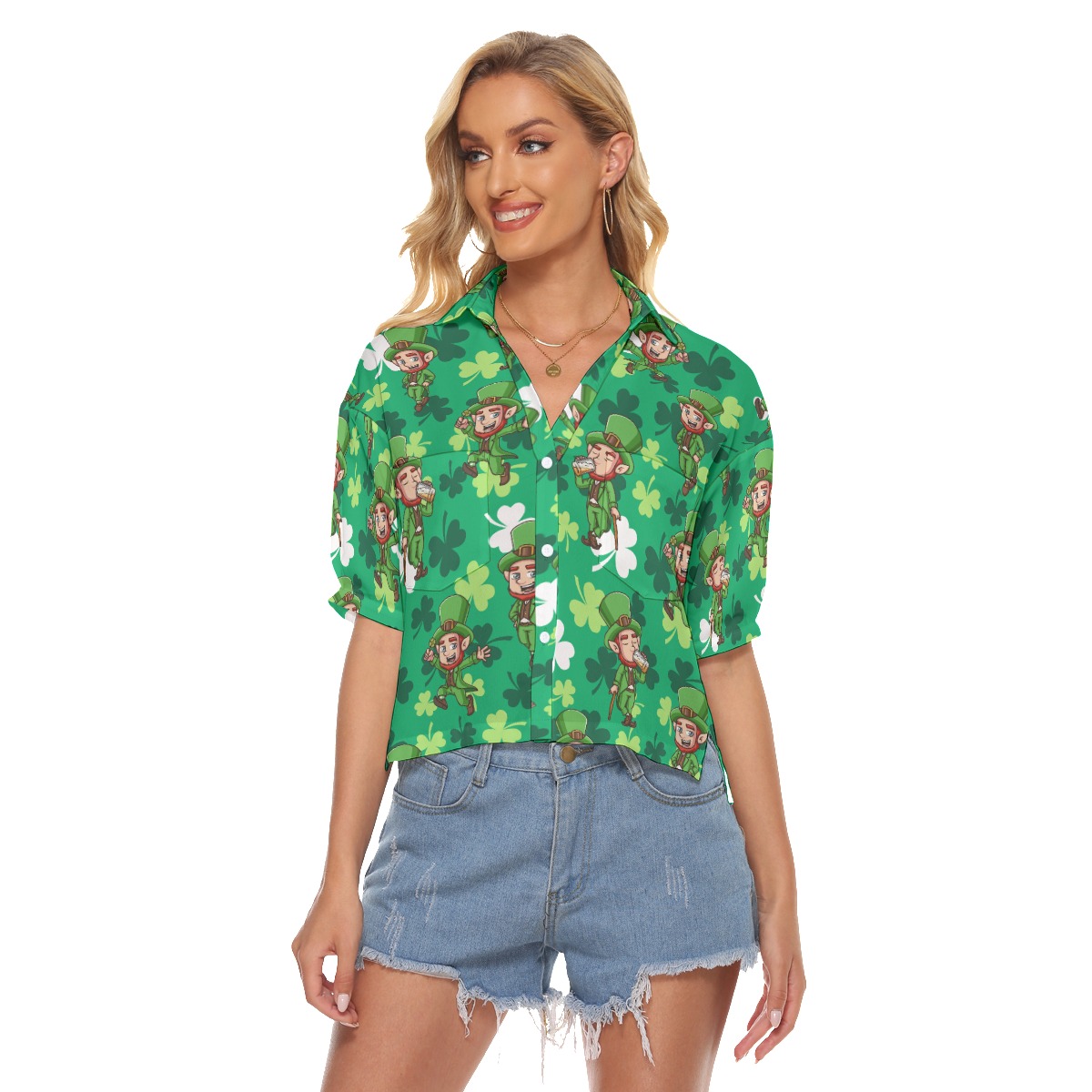 St Patrick Tropical Hawaiian Cropped Shirt - variant image 1
