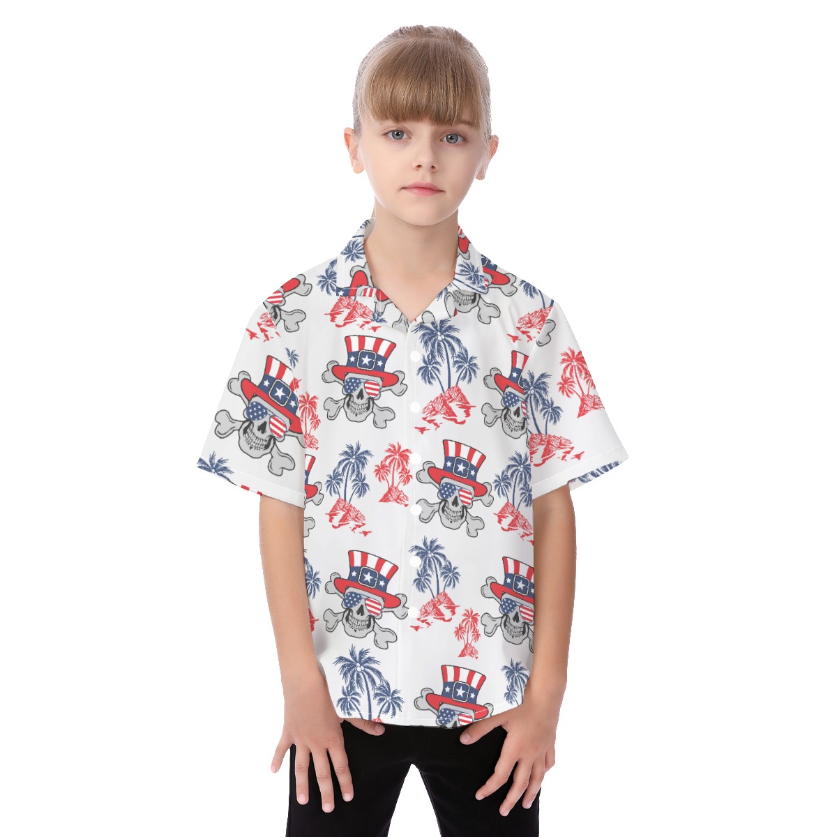 Goth Patriotic Kid's Tropical Shirt - variant image 1