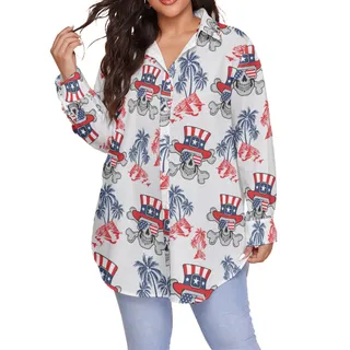 American Goth Patriotic Long Sleeve Hawaiian Shirt