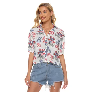 American Goth Patriotic Hawaiian Crop Top