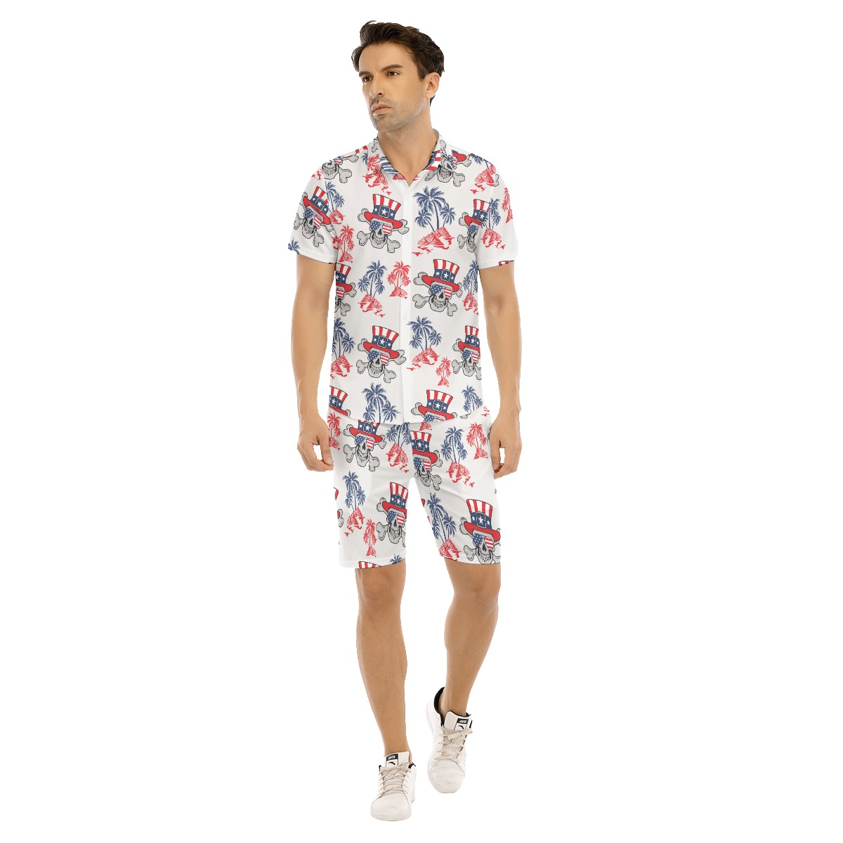 Goth Patriotic American Hawaiian Shirt And Short Set - variant image 1