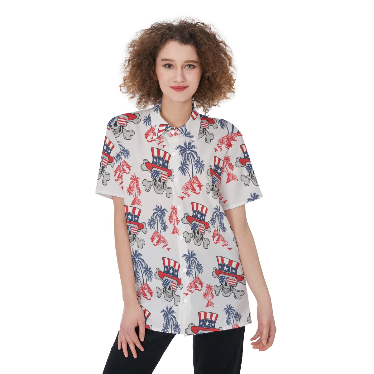 American Goth Patriotic Women's Hawaiian Shirt - variant image 1