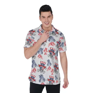 Goth Patriotic Men's Hawaiian Polo Shirt