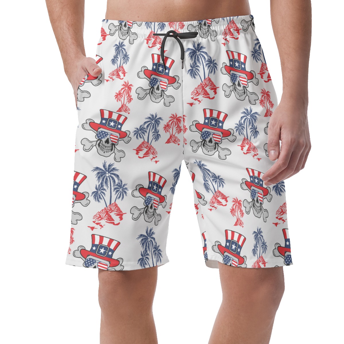 Goth Patriotic Men's Hawaiian Casual Shorts - variant image 1