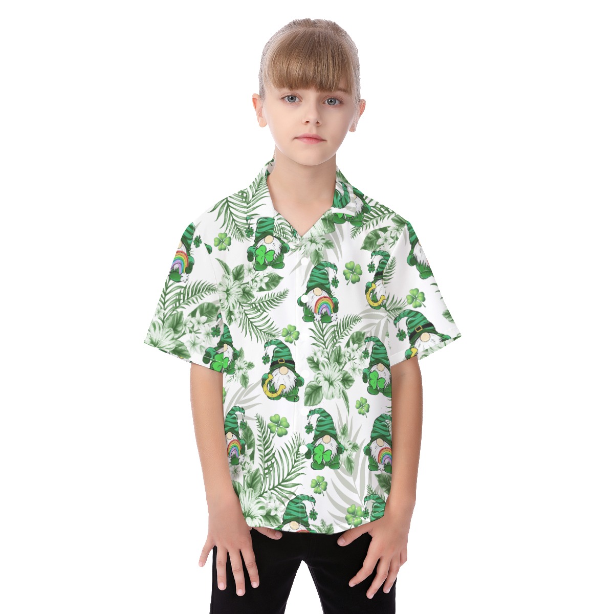 St. Patrick's Day Aloha Button Up Shirt For Kids - variant image 1
