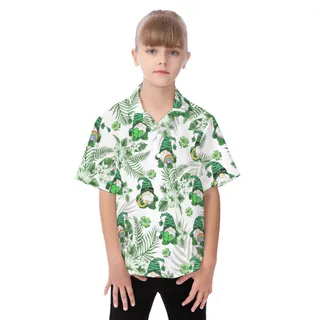 St. Patrick's Day Aloha Button Up Shirt For Kids