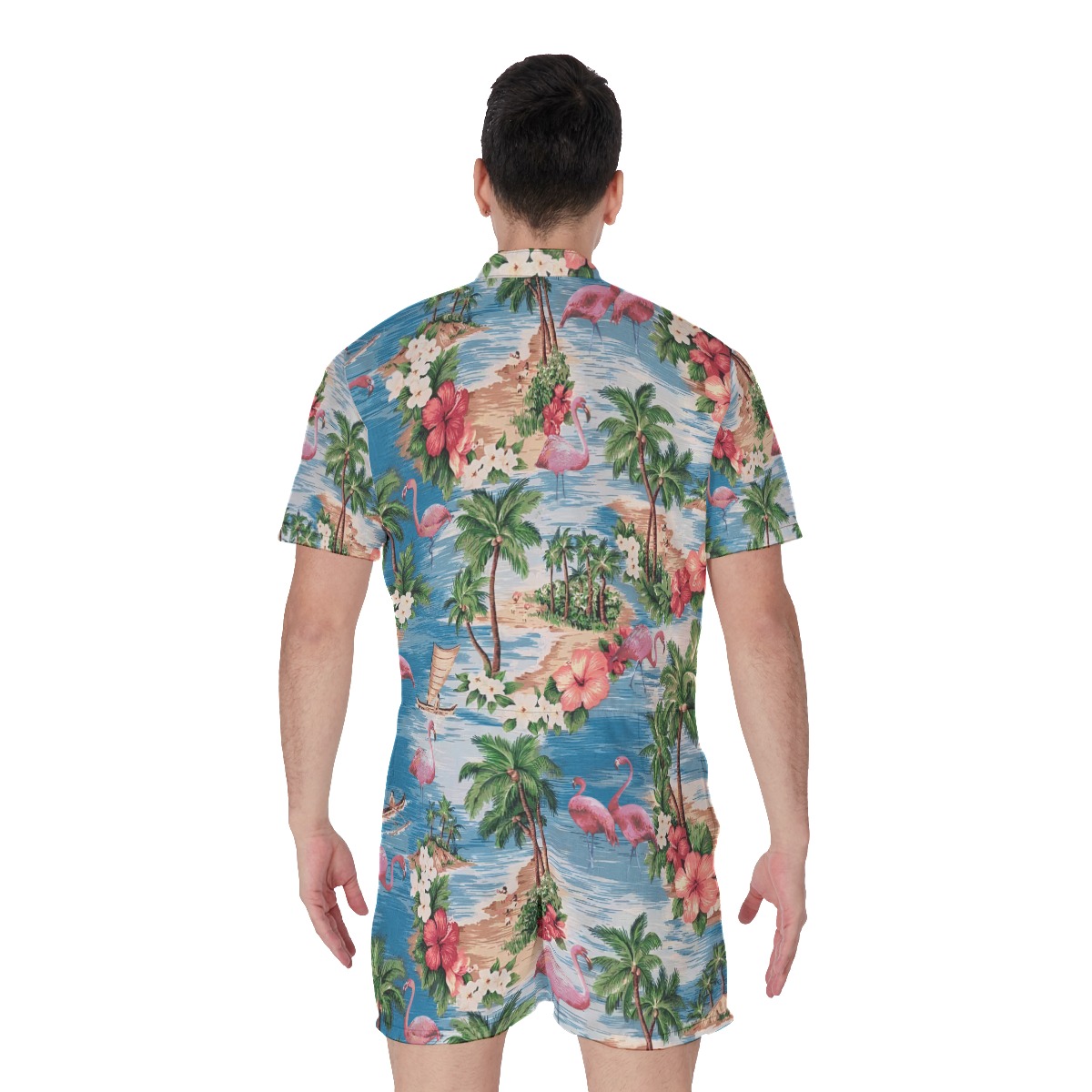 Men's Tropical Flamingo Hawaiian Romper