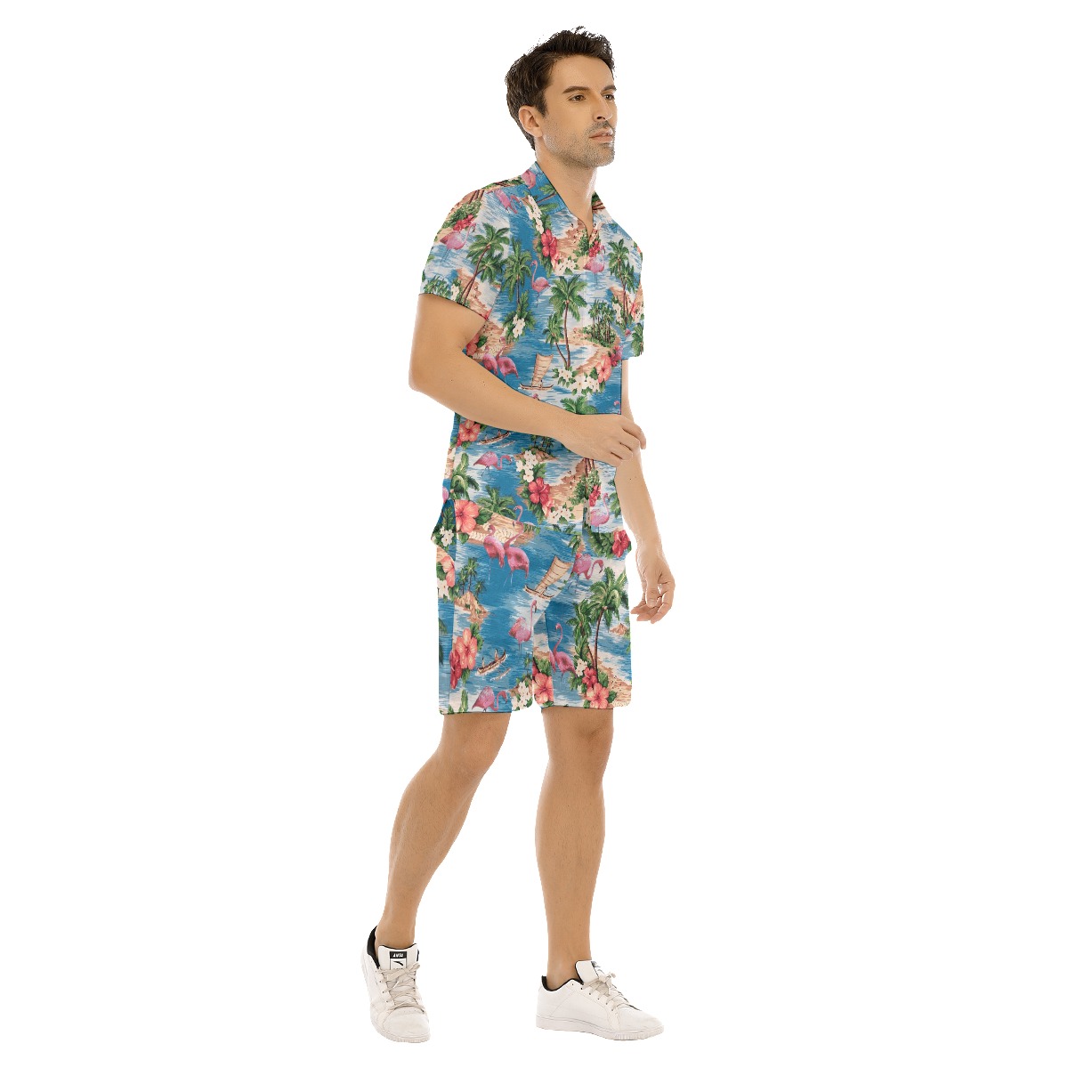 Tropical Flamingo Hawaiian Shirt And Shorts For Men