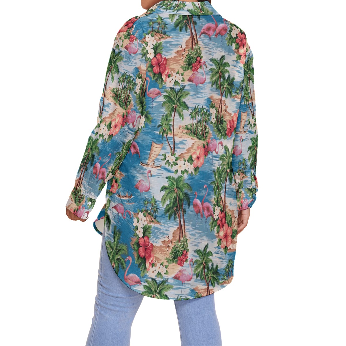 Women's Tropical Flamingo Hawaiian Plus Size Shirt
