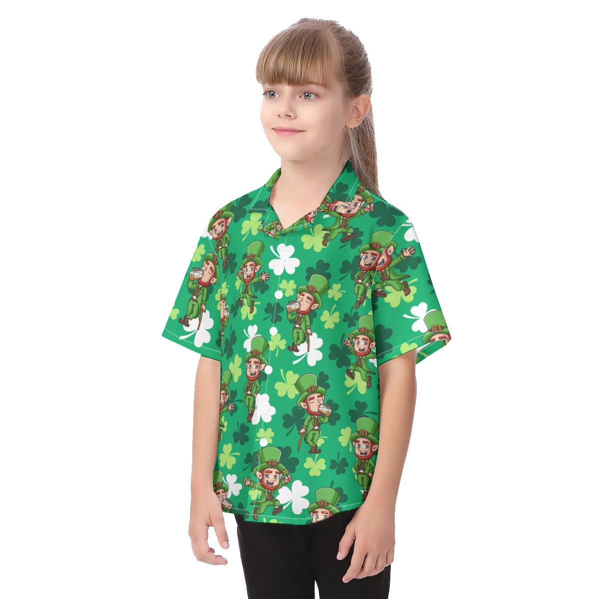 St Patrick Day Tropical Button Up Shirt For Kids