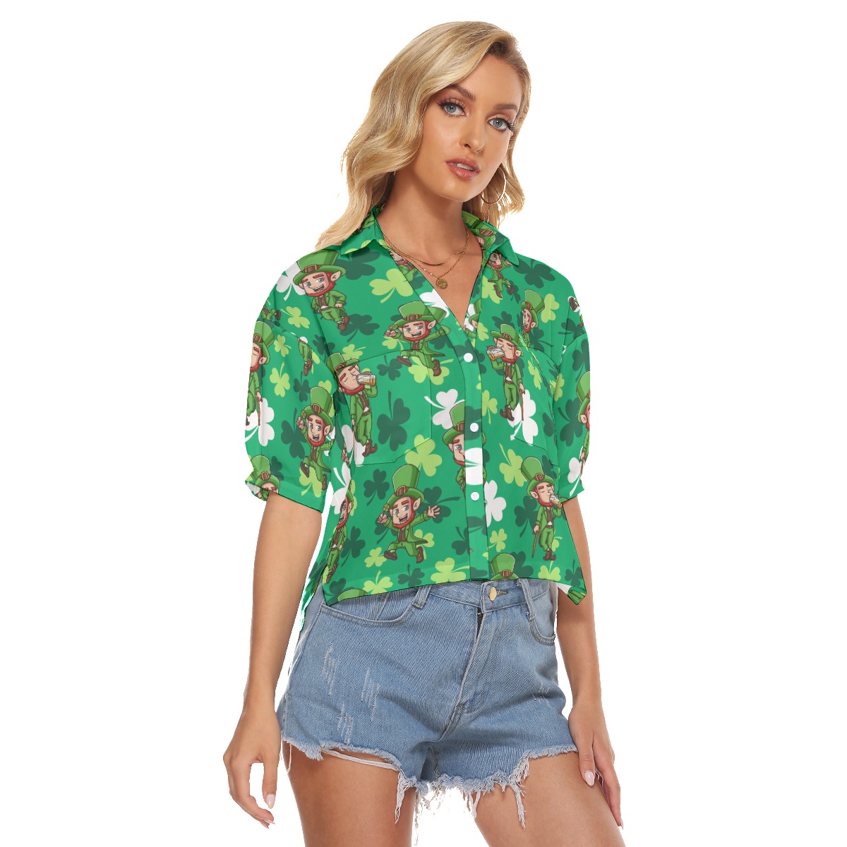 St Patrick Tropical Hawaiian Cropped Shirt