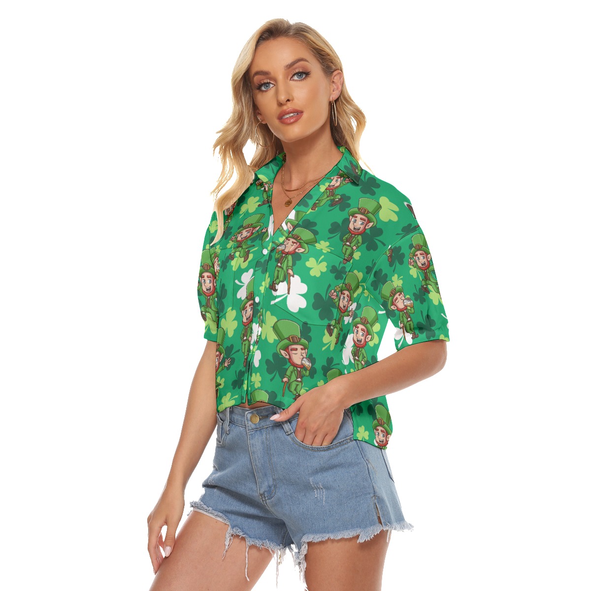 St Patrick Tropical Hawaiian Cropped Shirt