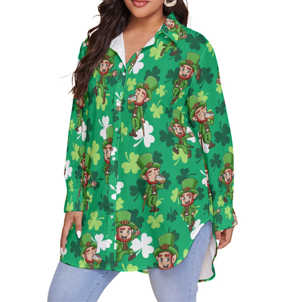 St Patrick Oversize Hawaiian Shirt For Women