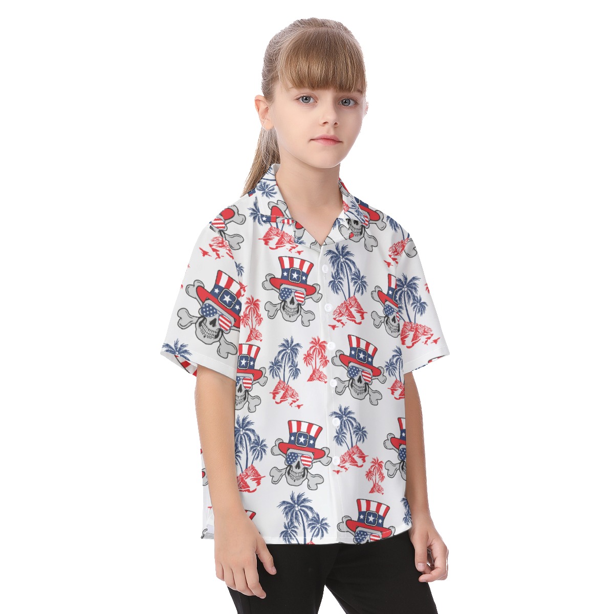 Goth Patriotic Kid's Tropical Shirt