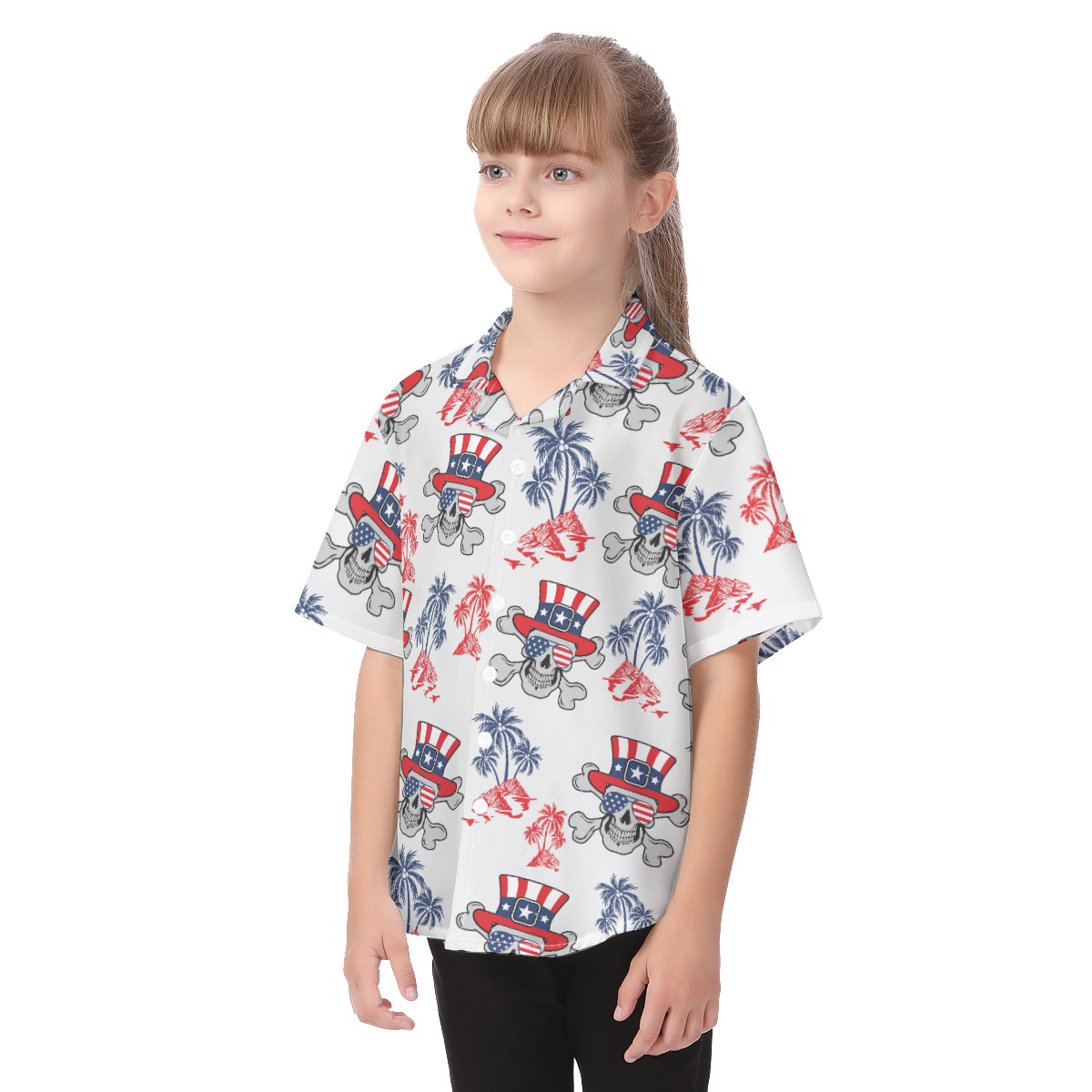 Goth Patriotic Kid's Tropical Shirt