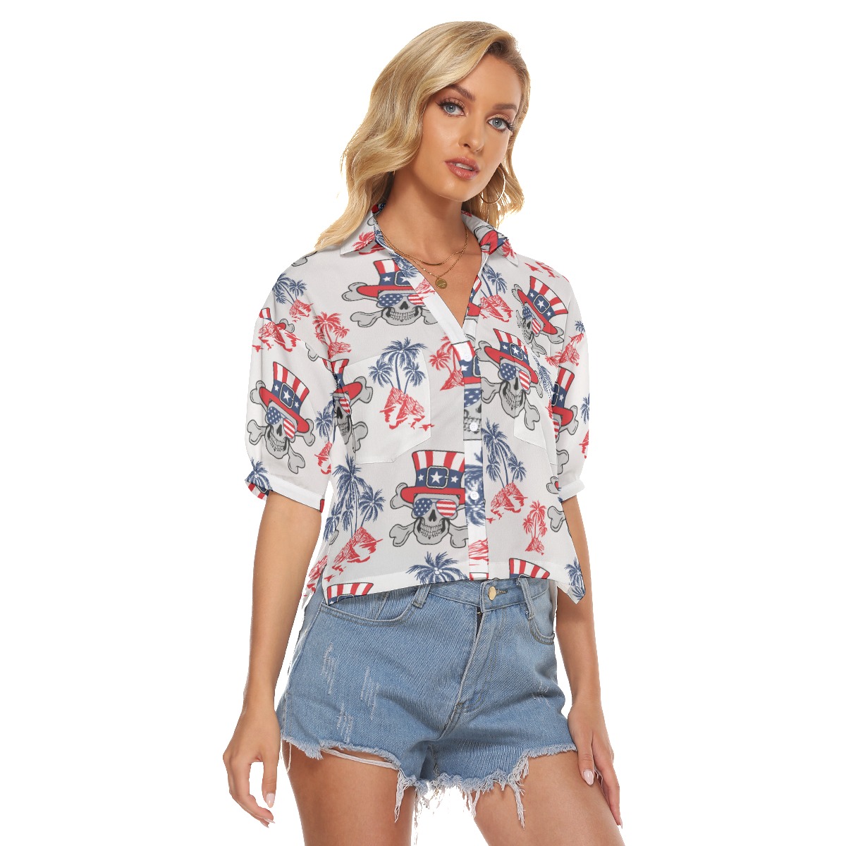 American Goth Patriotic Hawaiian Crop Top