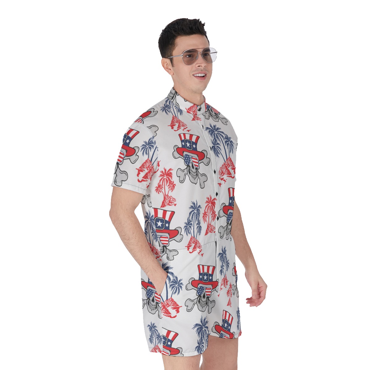Goth Patriotic American Hawaiian Men's Romper
