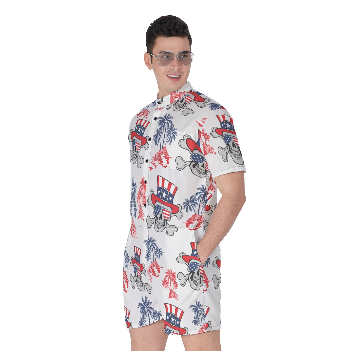 Goth Patriotic American Hawaiian Men's Romper