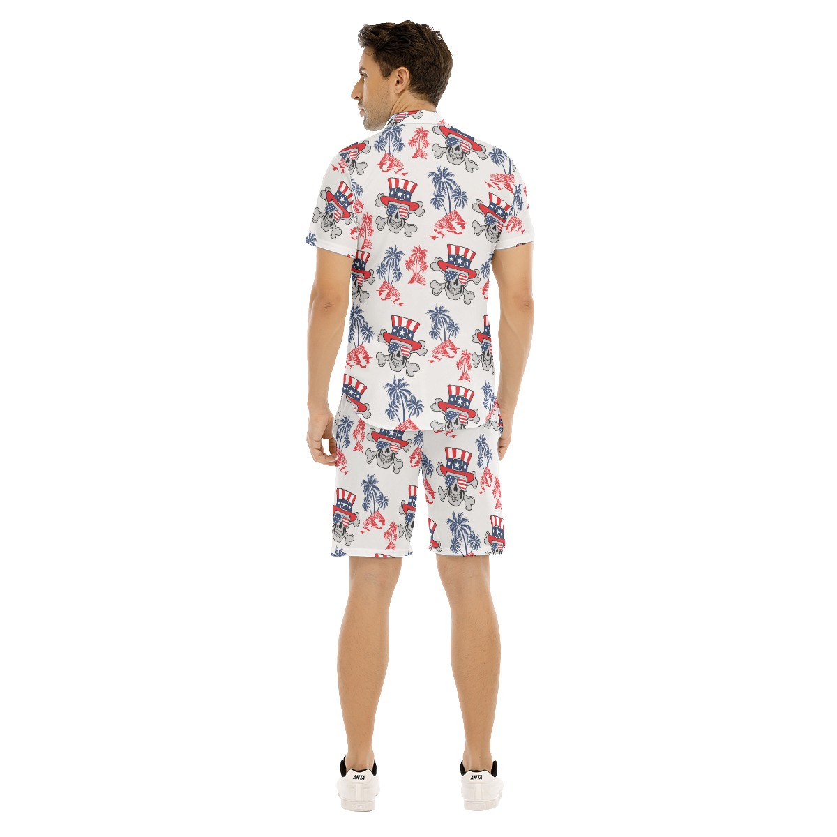 Goth Patriotic American Hawaiian Shirt And Short Set