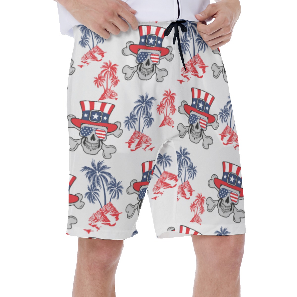 Skull Patriotic Day Beach Swim Trunks