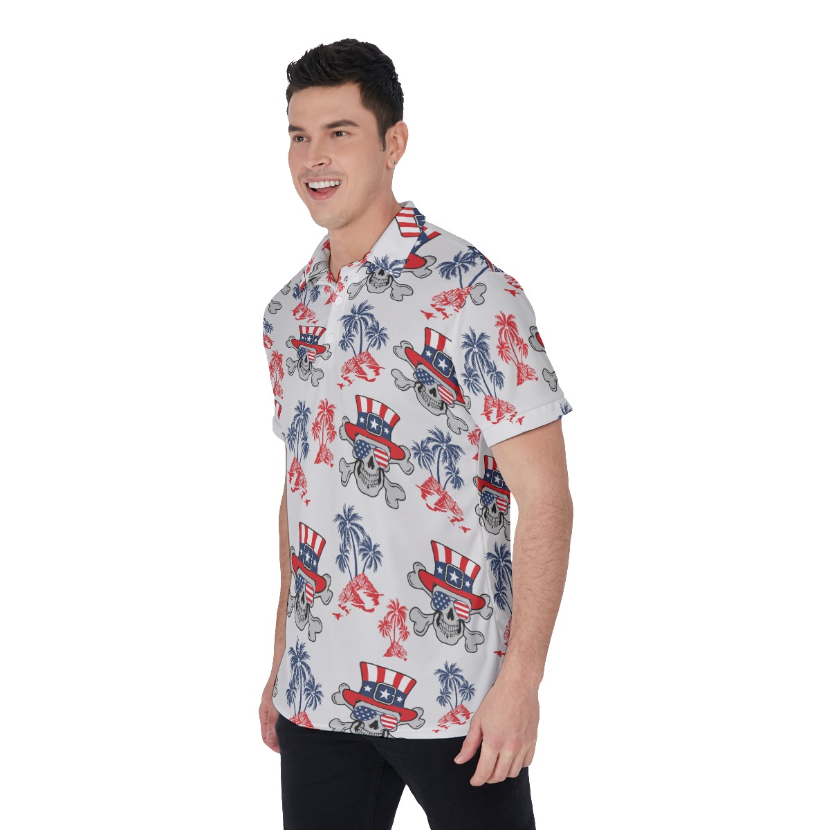 Goth Patriotic Men's Hawaiian Polo Shirt