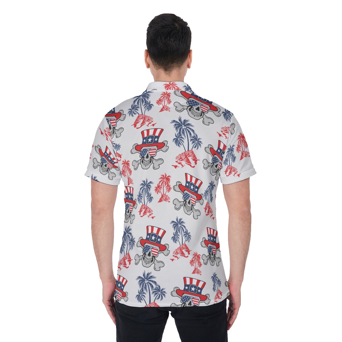 Goth Patriotic Men's Hawaiian Polo Shirt