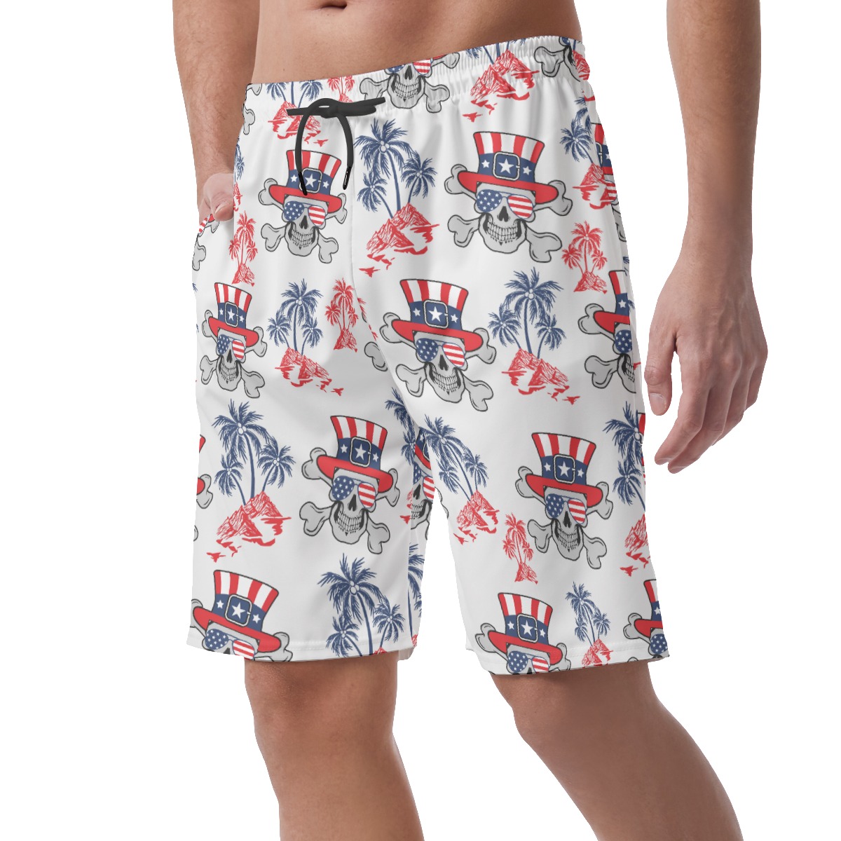 Goth Patriotic Men's Hawaiian Casual Shorts