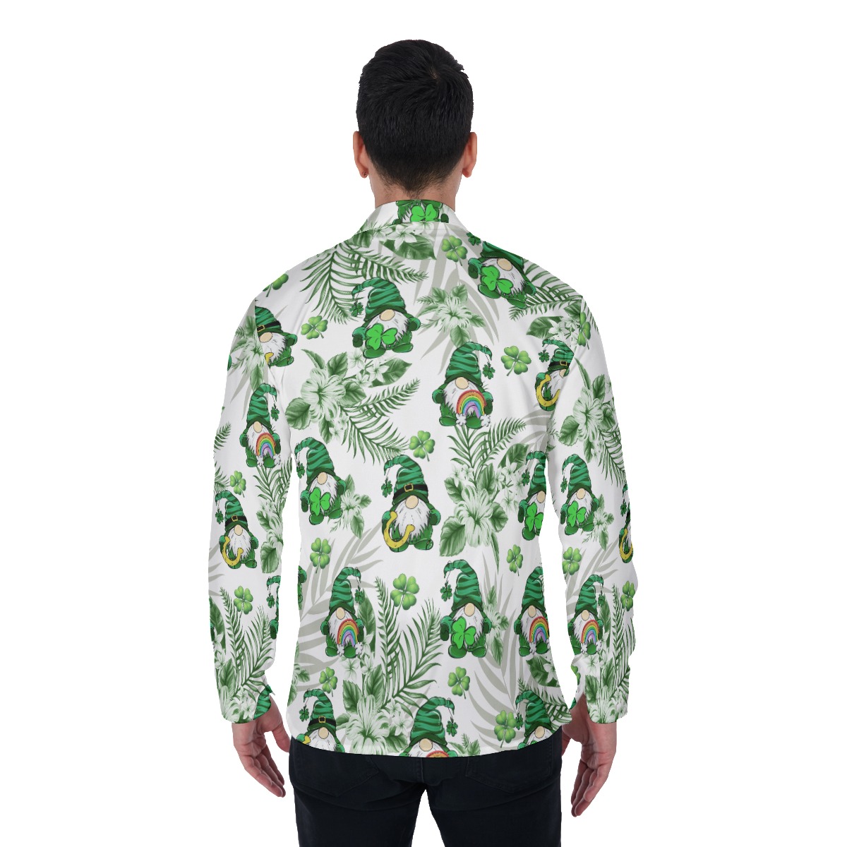 St. Patrick's Outfit Long Sleeve Hawaiian Shirt For Men