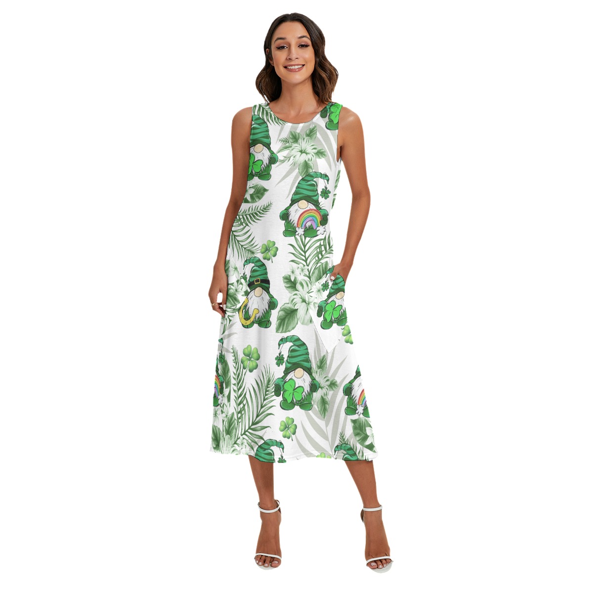 Women’s St. Patrick’s Day Hawaiian Dress With Gnome