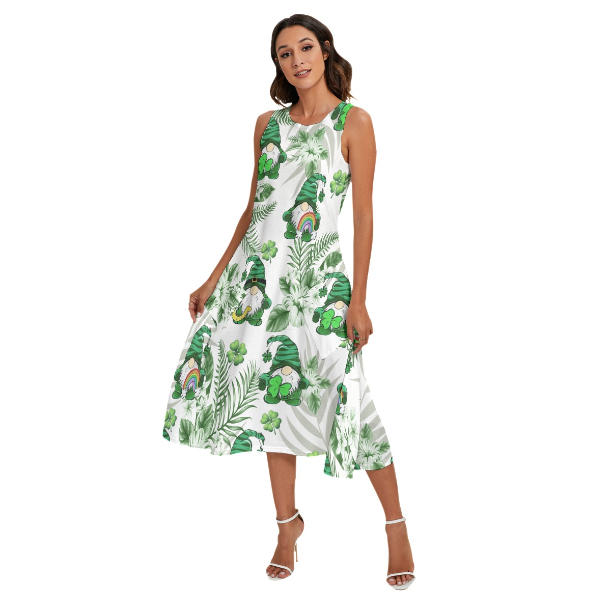 Women’s St. Patrick’s Day Hawaiian Dress With Gnome