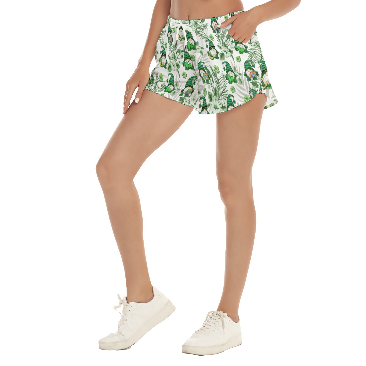 St. Patrick's Day Gnome Hawaiian Beach Shorts For Women