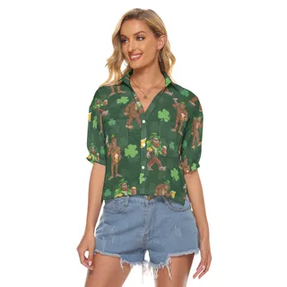 Bigfoot Saint Patrick Aloha Crop Top Shirt For Women