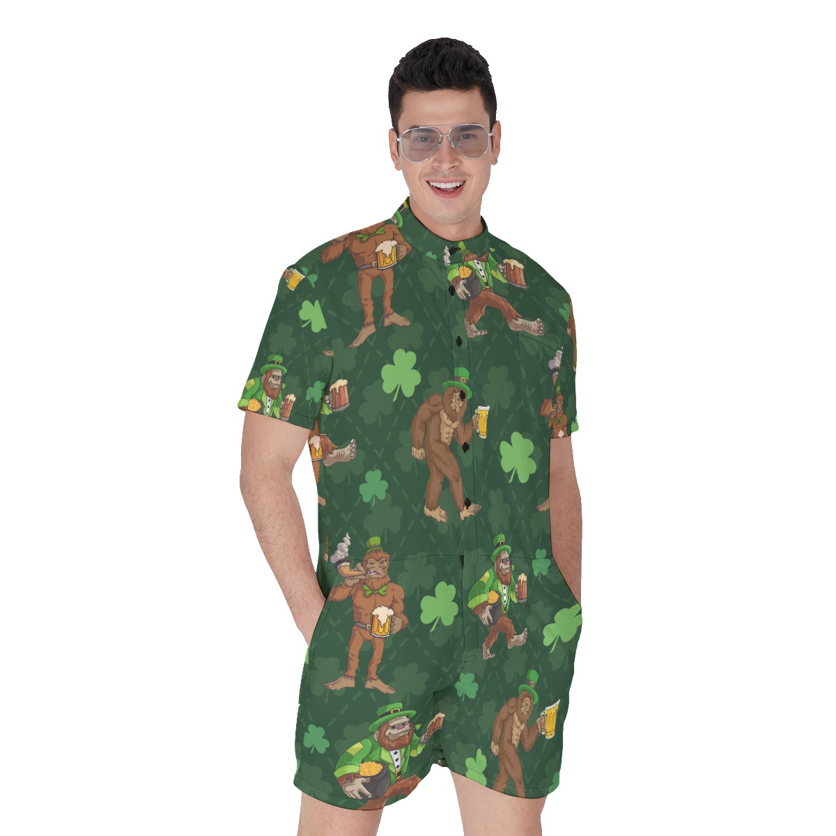 Bigfoot St Patrick Men's Hawaiian Romper - variant image 1