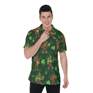 Bigfoot St Patrick Hawaiian Polo Shirt