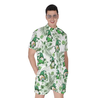 Men's Tropical Romper Happy St. Patrick's Day With Gnome Lucky Charm