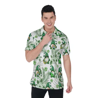 Lucky Charm Gnome St Patrick's Day Hawaiian Polo Shirt For Men