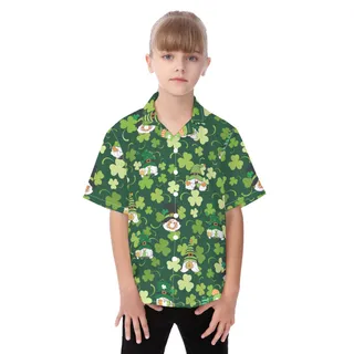 Gnome Lucky Leaf Kid's Hawaiian Shirt For Patrick Day