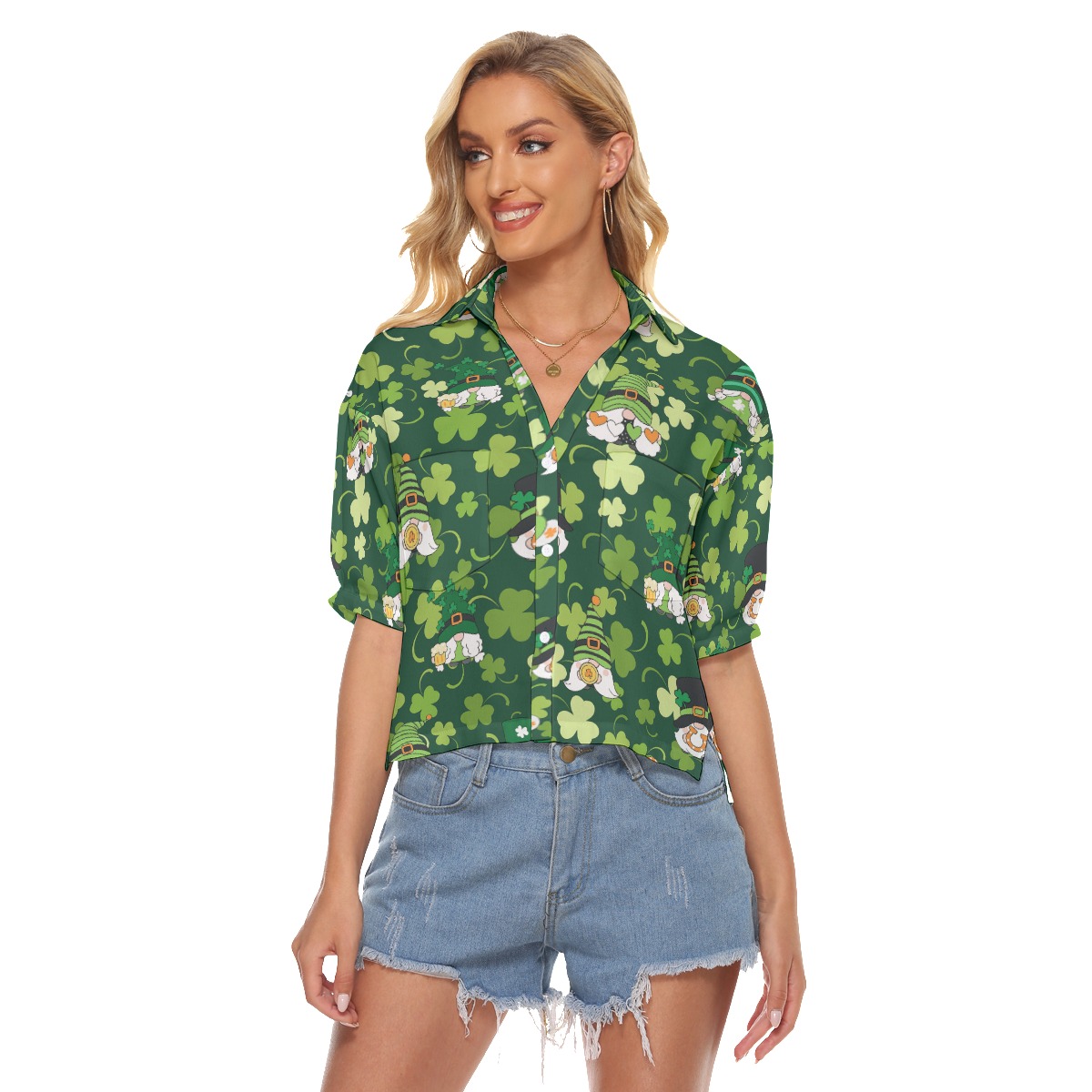 Happy Patrick Day Gnome Crop Top For Women - variant image 1