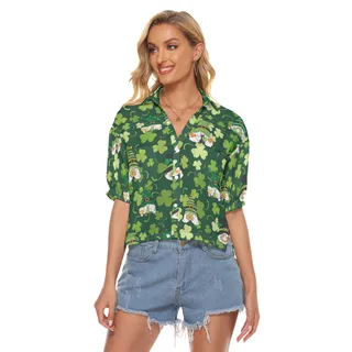 Happy Patrick Day Gnome Crop Top For Women