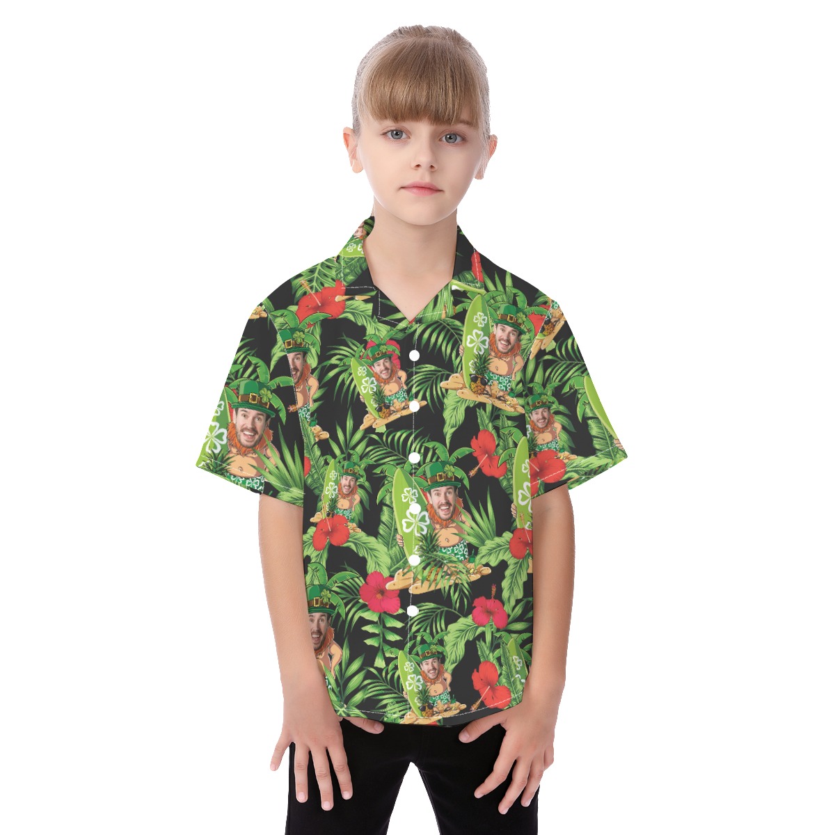 Custom Face Patrick Day Kid's Hawaiian Shirt - variant image 1