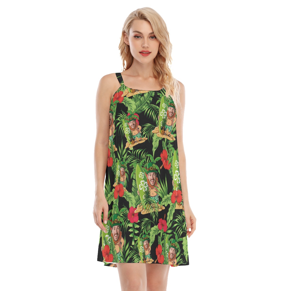 Cool Patrick Day Green Cami Dress With Custom Face - variant image 1