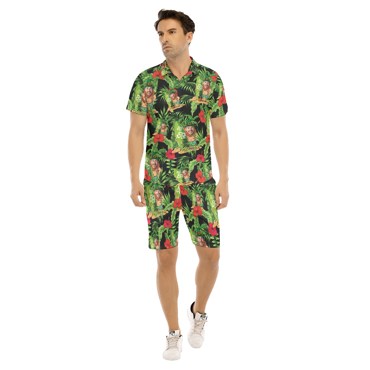 Funny Custom Face Patrick Day Hawaiian Set For Men - variant image 1