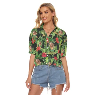Unique Patrick Day Custom Face Crop Top Hawaiian Shirt For Women