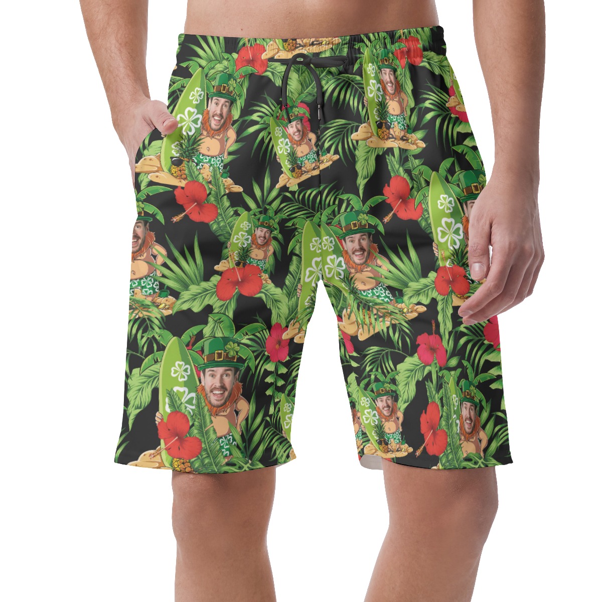 Funny Custom Face Patrick Day Men's Casual Shorts - variant image 1
